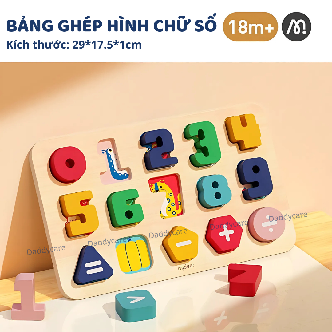 Bảng Ghép Hình Gỗ Chữ Số Mideer Wooden Peg Puzzles 18m+