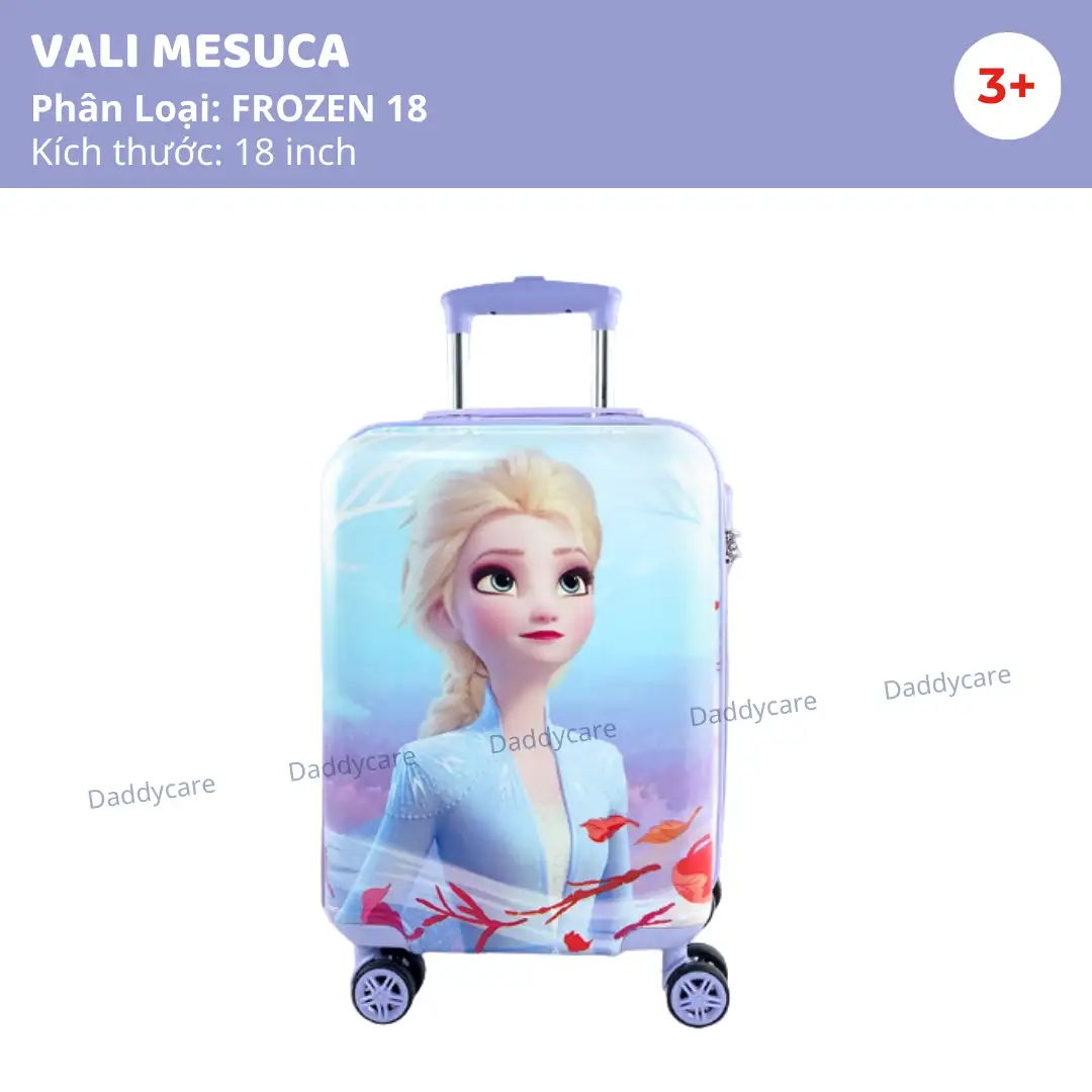 Vali kéo cho bé Frozen cao cấp chính hãng Disney 18inch