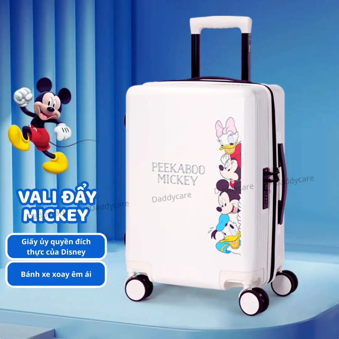 Vali kéo cho bé Mickey cao cấp chính hãng Disney 20inch