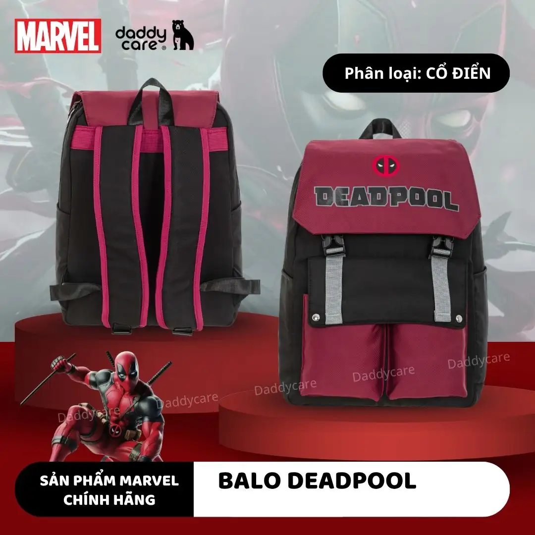 Balo Spiderman người nhện cho bé trai chính hãng Deadpool Marvel