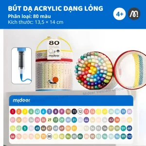 Bút màu Acrylic cho bé Mideer Acrylic Markers 3+( 80 màu)