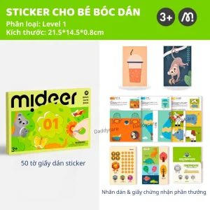 Sticker cho bé dán hình 3 cấp độ Mideer Let’s Play With Stickers 3+